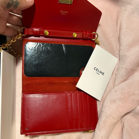 Celine Leather Wallet Crossbody Red Iphone holder - Picture 9 of 15